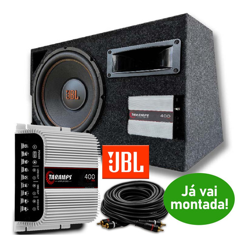 Caixa Trio Som Completa Jbl Sub 12 500w + Módulo Taramps Rca