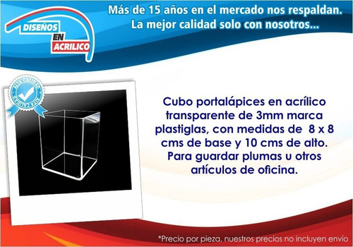 Lapicero, Portalápices De Acrílico Transparente 3 Mm 10 Pz