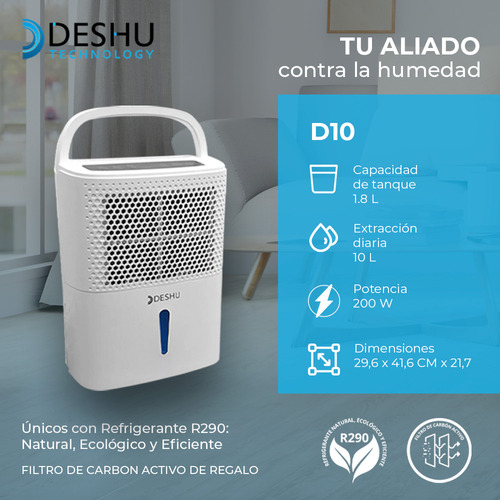 Deshumidificador Eléctrico Deshu Technology D-10 Color Blanco