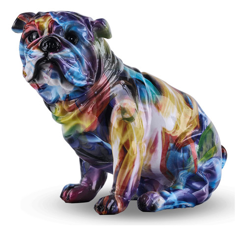 Oliruim Estatua Bulldog Escultura Creativa Animal Colorido