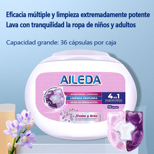 Detergente En Cápsulas Aileda Fresias Y Lirios (36 Cápsulas)
