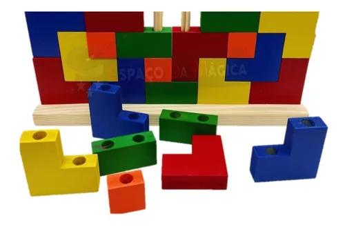 Blocos de encaixe vertical ( 25 pecas de madeira) - JottPlay - Compre  brinquedos educativos online