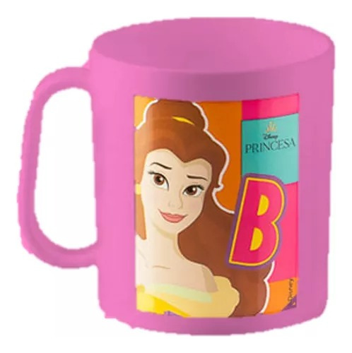 Caneca De Plástico Disney Princesas Bela Rosa 400ml