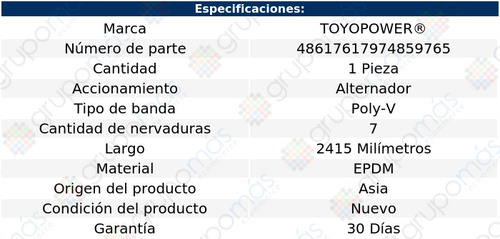 Banda Alternador Toyopower C200 L4 1.8l Turbo 2002 A 2004