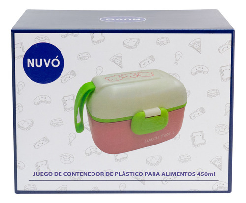 Contenedor Lunch Box Hermético Tapa Divisiones 5 Pzas 450 Ml