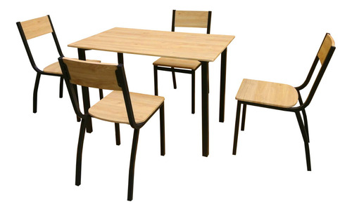 Set Comedor Top Living Mesa Rectangular 110cm Y 4 Sillas Color Café Y Negro