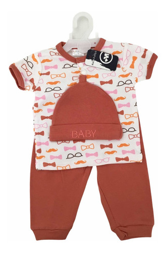 Conjunto Bebé 3 Piezas 6 - 9 Meses 100% Algodón