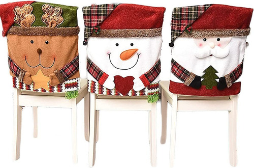 3pcs Funda Para Mesa Y Silla De Comedor Navideña Decoración