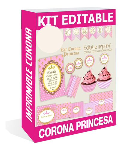 Kit Imprimible Corona Princesa Textos Editables