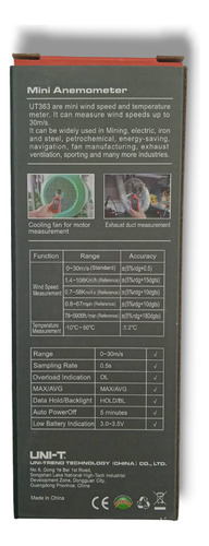 Uni-t Medidor De Caudal Anemometro Ut363