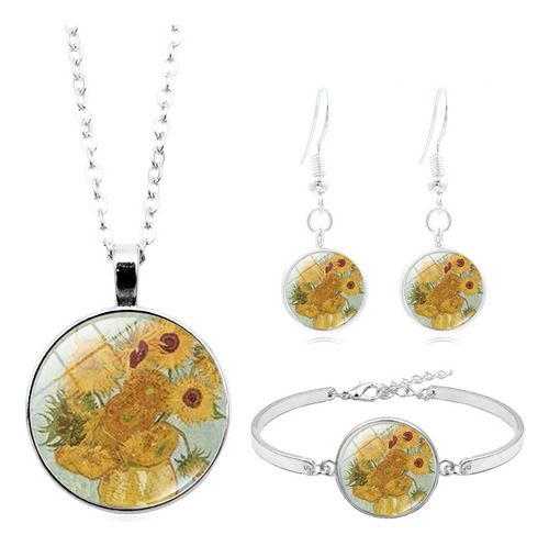 Pulsera Pendiente Collar Kit Joyas Temáticas Van Gogh Klimt