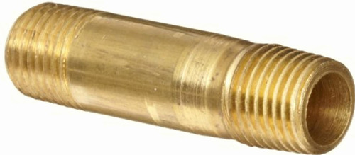 Anderson Metals Brass Pipe Fitting, Long Nipple, 1/4  X 1/4 