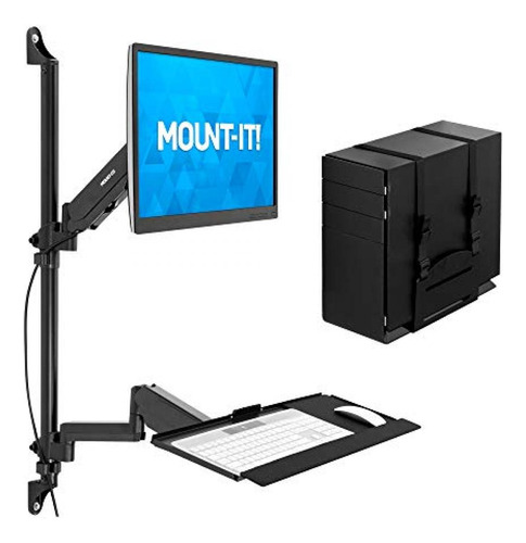 Soporte Para Monitor Pc Con Bandeja Para Teclado Mount-it 