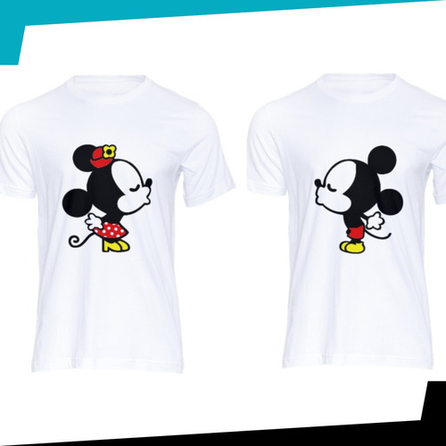 Remera Personalizada Parejas X 2 - Mickey Y M - Talles Espec