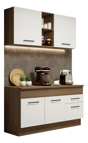 Cocina Integral Completa Modular Madesa Agata Color Marrón/Blanco 04