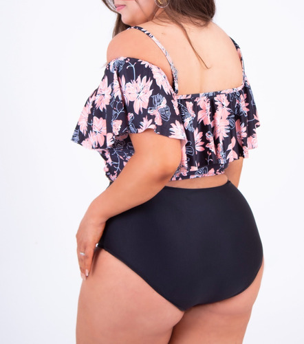 Imagen 3 de 3 de Bikini Tiro Alto Sin Hombros Floral