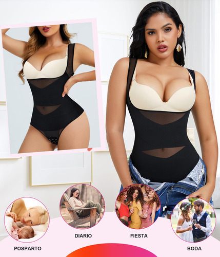 Beis Body Moldeador Control De Abdomen Tanga Busto Abierto