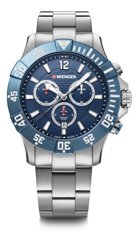 Relógio Masculino Wenger Seaforce Chrono Azul Cor da correia Prata