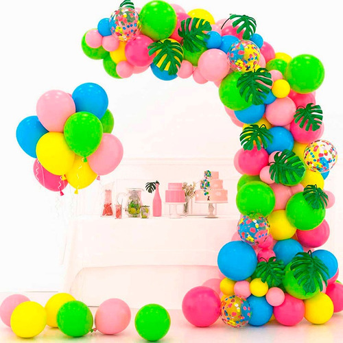 Guirnalda Globos Linium Fiesta Cumpleaño Decoracion Colores Color Hawaii