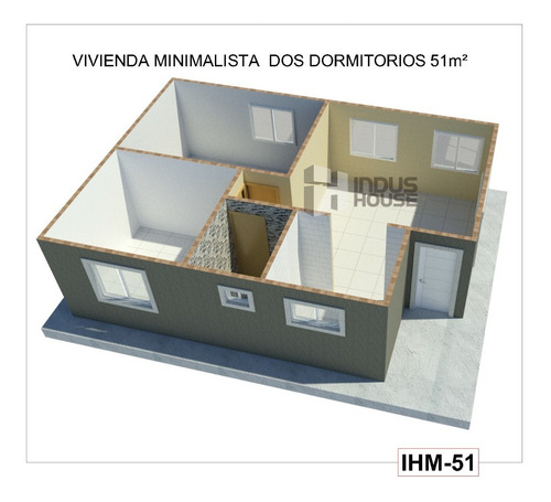 Imagen 3 de 10 de Vivienda Dos Dor Pre Fabricada Ihm-51 Estilo Minimalista
