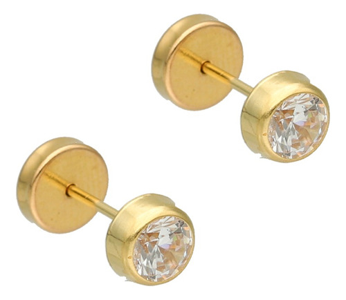 Aros Abridores Oro Lili 18kts Tubo Con Cubic 5mm Li-125 Cota