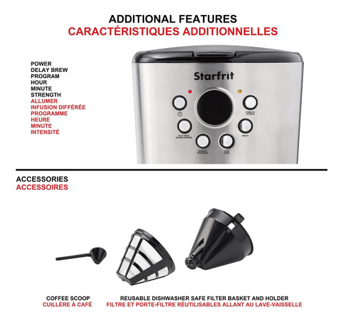 Cafetera De Goteo Programable Starfrit 12 Tazas Pantalla Lcf