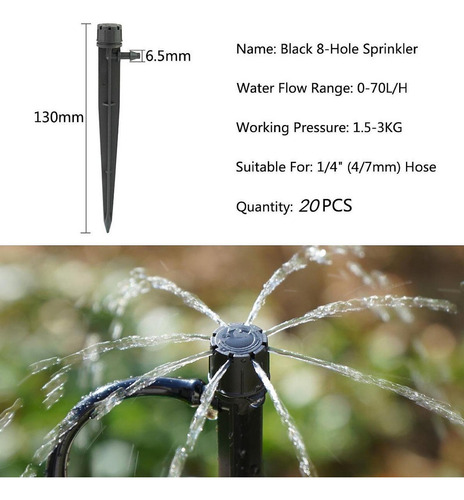 2 X 20 Goteros De Riego Con Flujo De Agua De 360 Grados