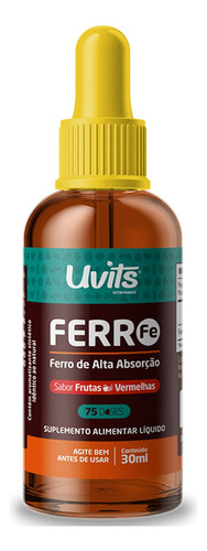 Kit Ferro Bisglicinato 30ml e Vitamina B12 20ml Uvits Sabor Frutas Vermelhas