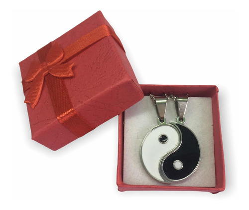 Dije Doble Acero Yin Yang Grabados 2 Nombres Regalo Parejas