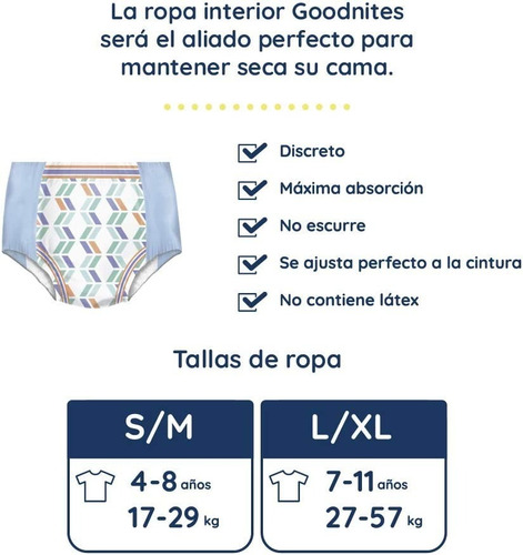 Goodnites Calzones Desechables Para Dormir 4/8años S/m 11p