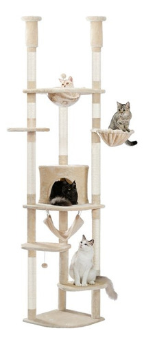 Torre Árbol Rascador Para Gato Con Casa Varios Niveles 258cm