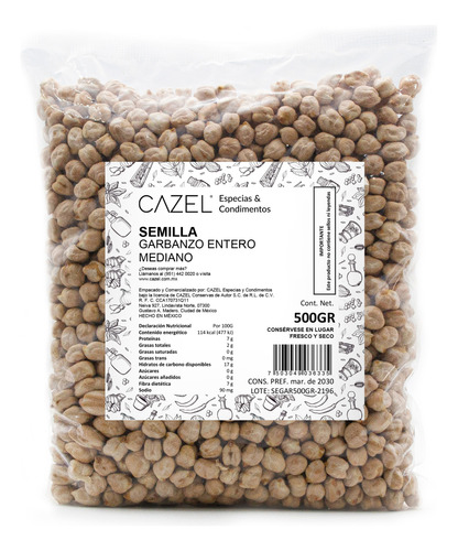 Garbanzo Entero Mediano Oaxaqueño 500g