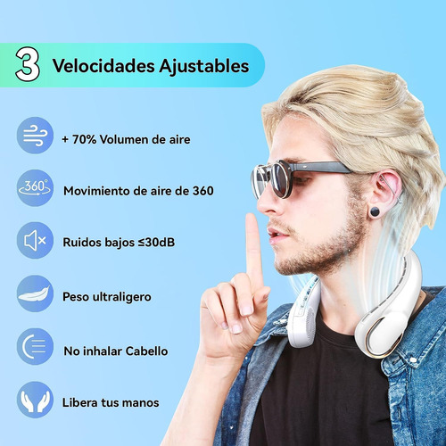Ventiladores De Cuello Portátil Recargable, Salida De Aire