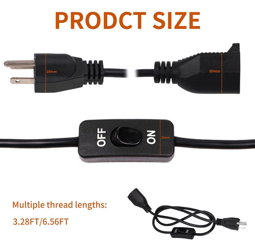 Cable De Extensión Con Interruptor De Encendido/apagado Y En