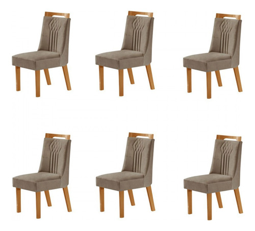 Kit 6 Cadeiras Dallas Cinamomo/capuccino - Lj Móveis
