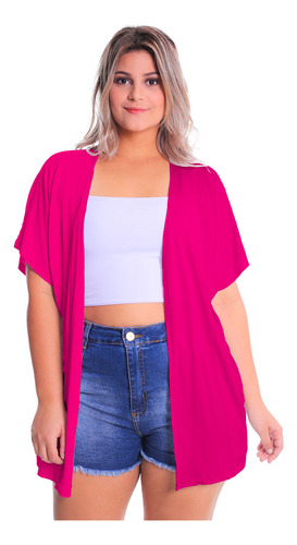 Kimono Plus Size Colete Alongado Feminino Quimono Malha