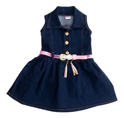 Vestido Botones Mezclilla Para Toddler Niña