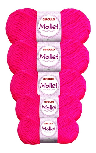 Lã Mollet 100g Crochê / Tricô - Círculo - 5 Novelos Cor 0385 - Pink
