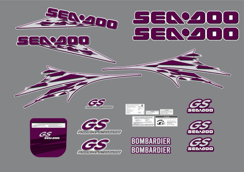 Kit Adesivos Jet Ski Sea Doo Gs 2000 - 2001  2 Tempos Roxo