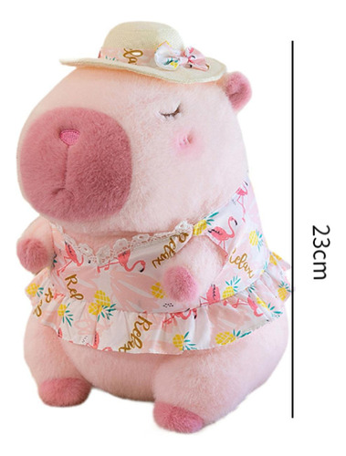 Juguete De Peluche Suave De Capibara, Coche De Rosa 23cm