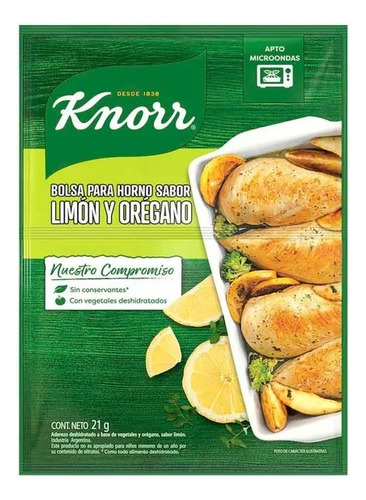 Bolsa Para Horno Knorr Limón Y Orégano X 21 Gr