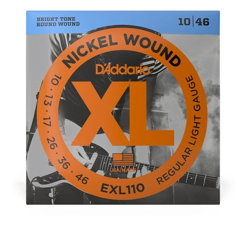 Cuerdas Eléctrica D'addario Nickel Wound Exl110 010-046