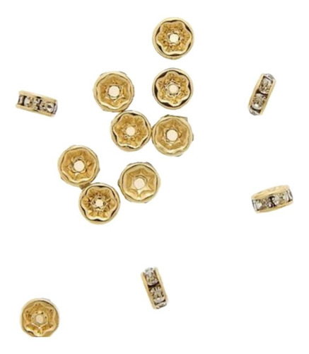 Rondel Cristalino Chapa Oro 14k 6mm  Pulseras 50pzs+envio