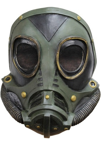 Máscara De Piloto Soldado Guerra Nuclear Gas Mask Halloween Color Verde