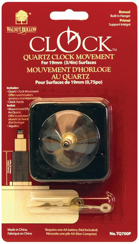 Nogal Hollow Cuarzo Reloj Movimiento, Para Superficies De 3/
