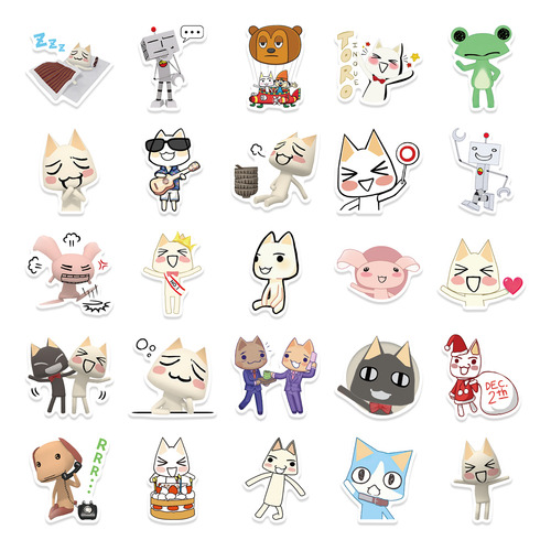 50 Pegatinas De Dibujos Animados Con Forma De Gato Toro Inou