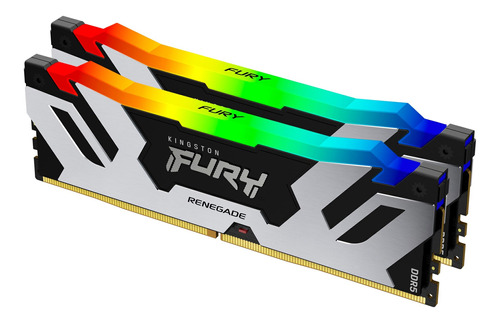 Memoria RAM Fury Renegade RGB gamer color negro/plateado  32GB 2 Kingston KF560C32RSAK2-32