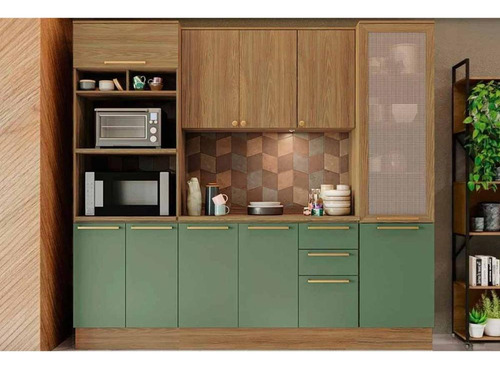 Cozinha Modulada Completa Botanic 5 Peças 1aéreo+1balcão+2p