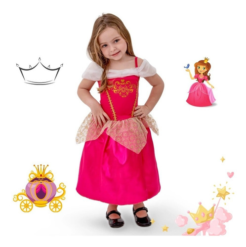 Fantasia Princesa Aurora Infantil Menina Anjo Fantasias