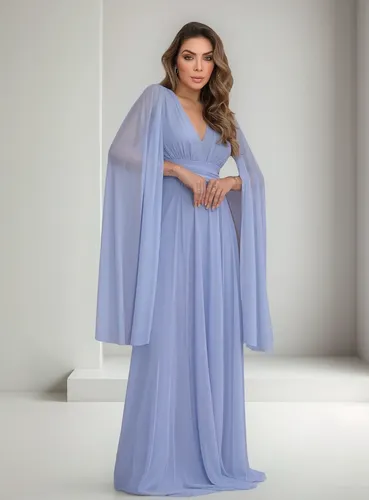 Vestido Feminina De Festa E Casamento Luxo Manga Capa